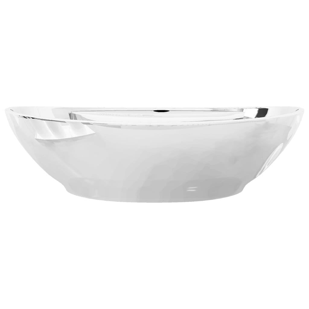 Wash Basin with Overflow 58.5x39x21 cm Ceramic Silver