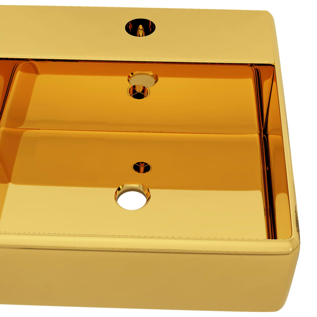 Wash Basin with Overflow 41x41x15 cm Ceramic Gold