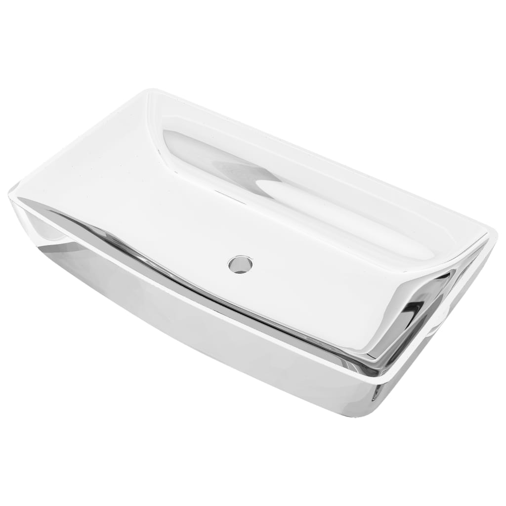 Wash Basin 71x38x13.5 cm Ceramic Silver