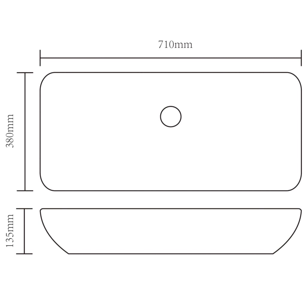 Wash Basin 71x38x13.5 cm Ceramic Silver