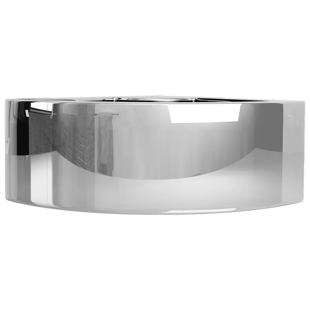 Wash Basin with Overflow 45x32x12.5 cm Ceramic Silver