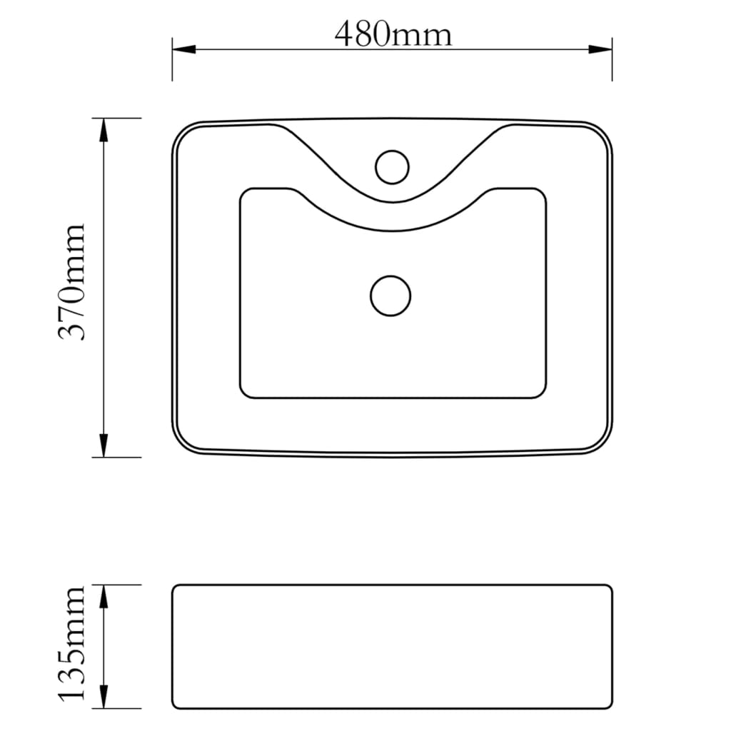 Wash Basin with Faucet Hole 48x37x13.5 cm Ceramic Silver