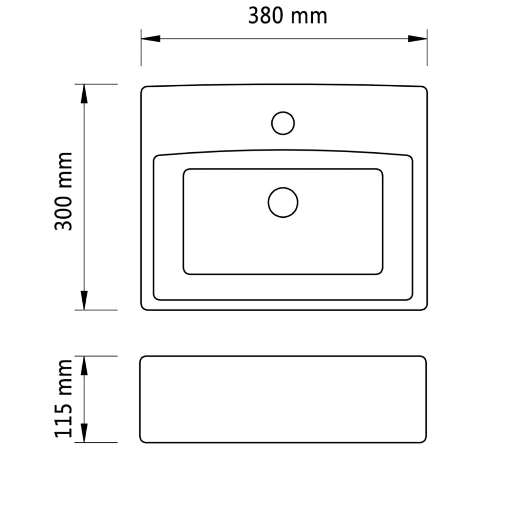 Wash Basin with Faucet Hole 38x30x11.5 cm Ceramic Gold