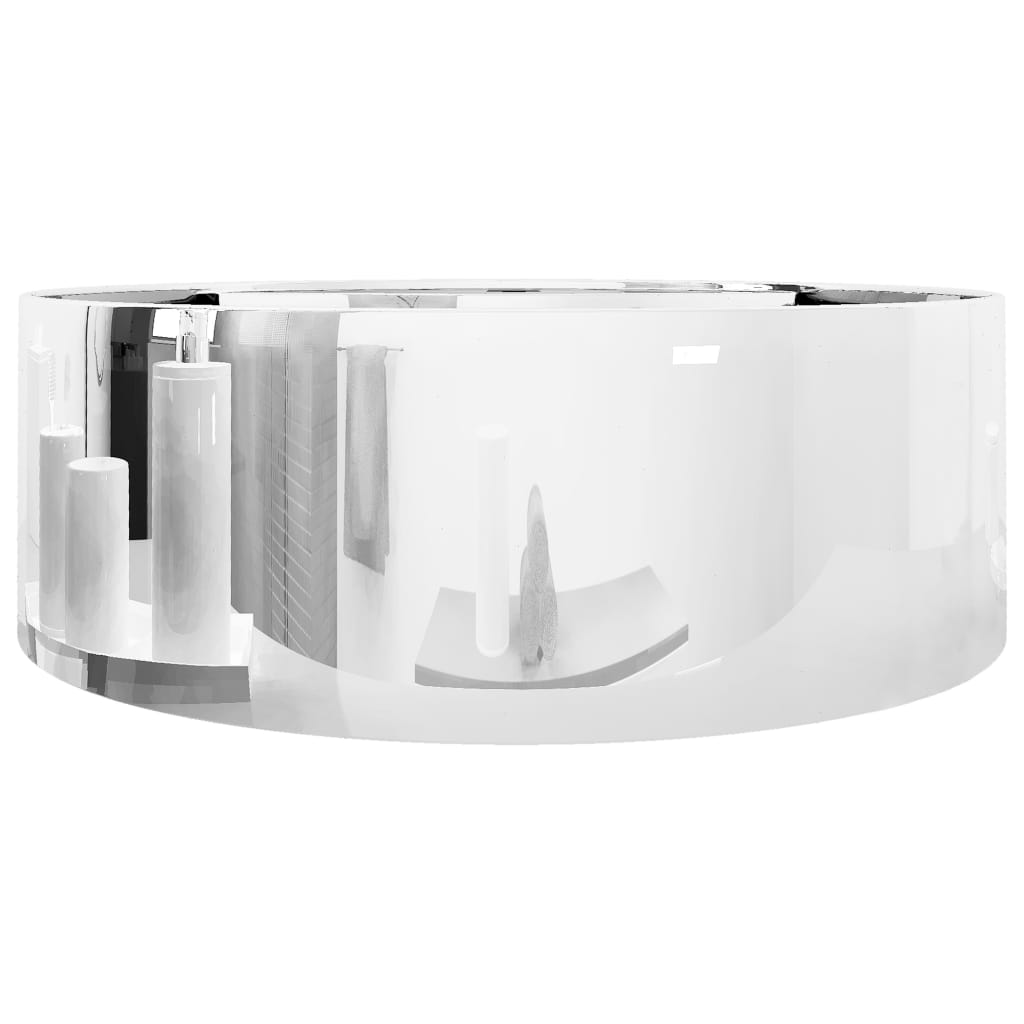 Wash Basin with Overflow 46.5x15.5 cm Ceramic Silver