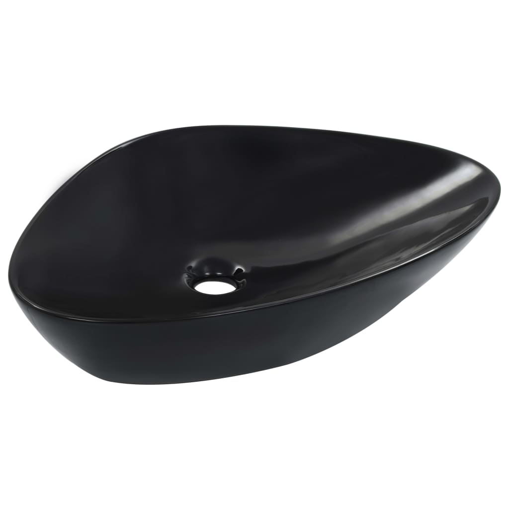 Wash Basin 58.5x39x14 cm Ceramic Black