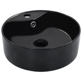 Wash Basin with Overflow 36x13 cm Ceramic Black