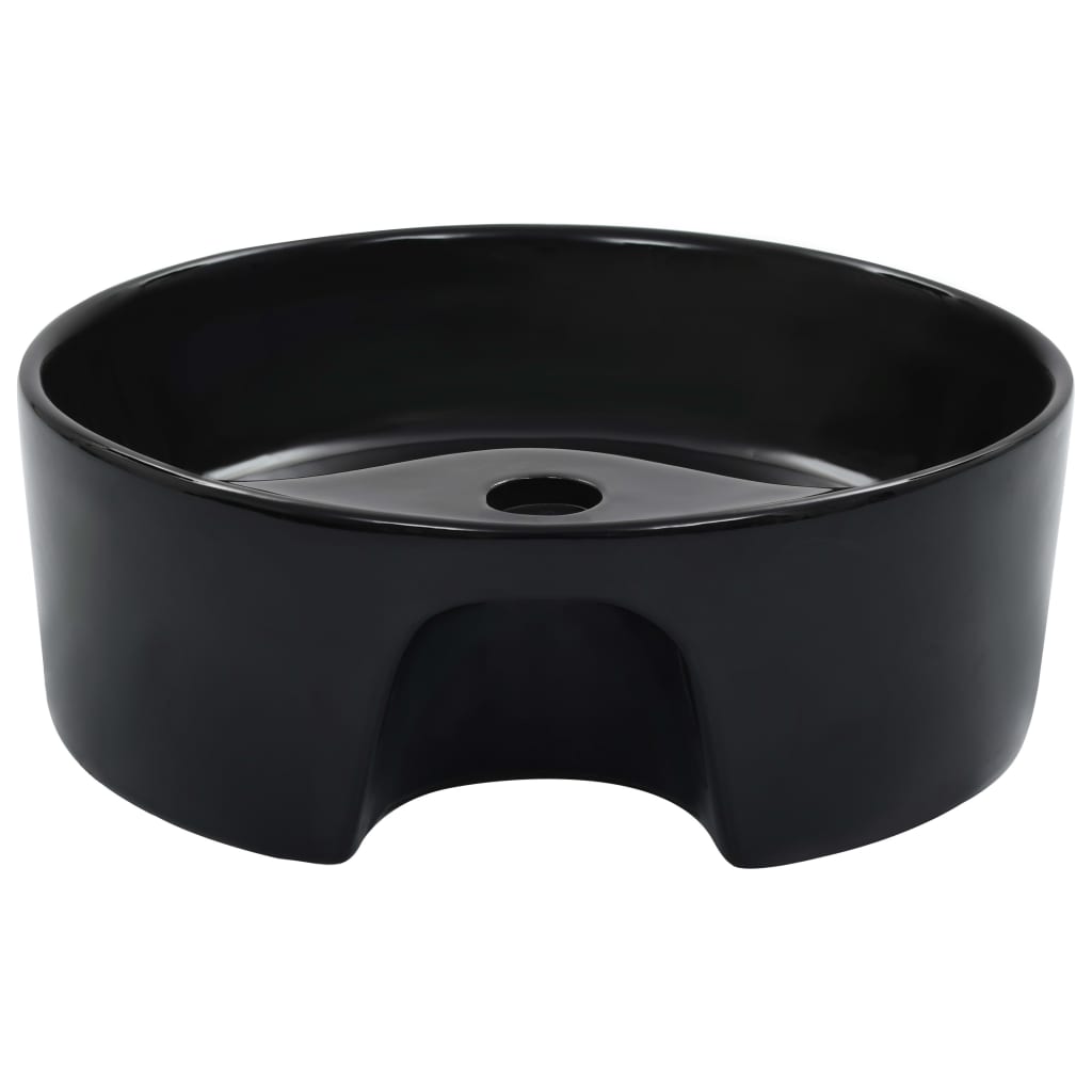 Wash Basin with Overflow 36x13 cm Ceramic Black