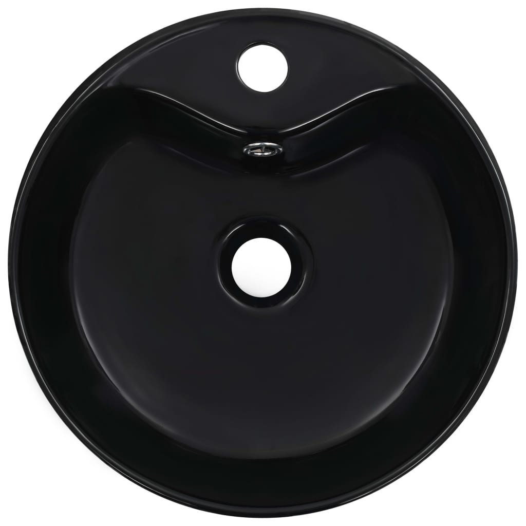 Wash Basin with Overflow 36x13 cm Ceramic Black