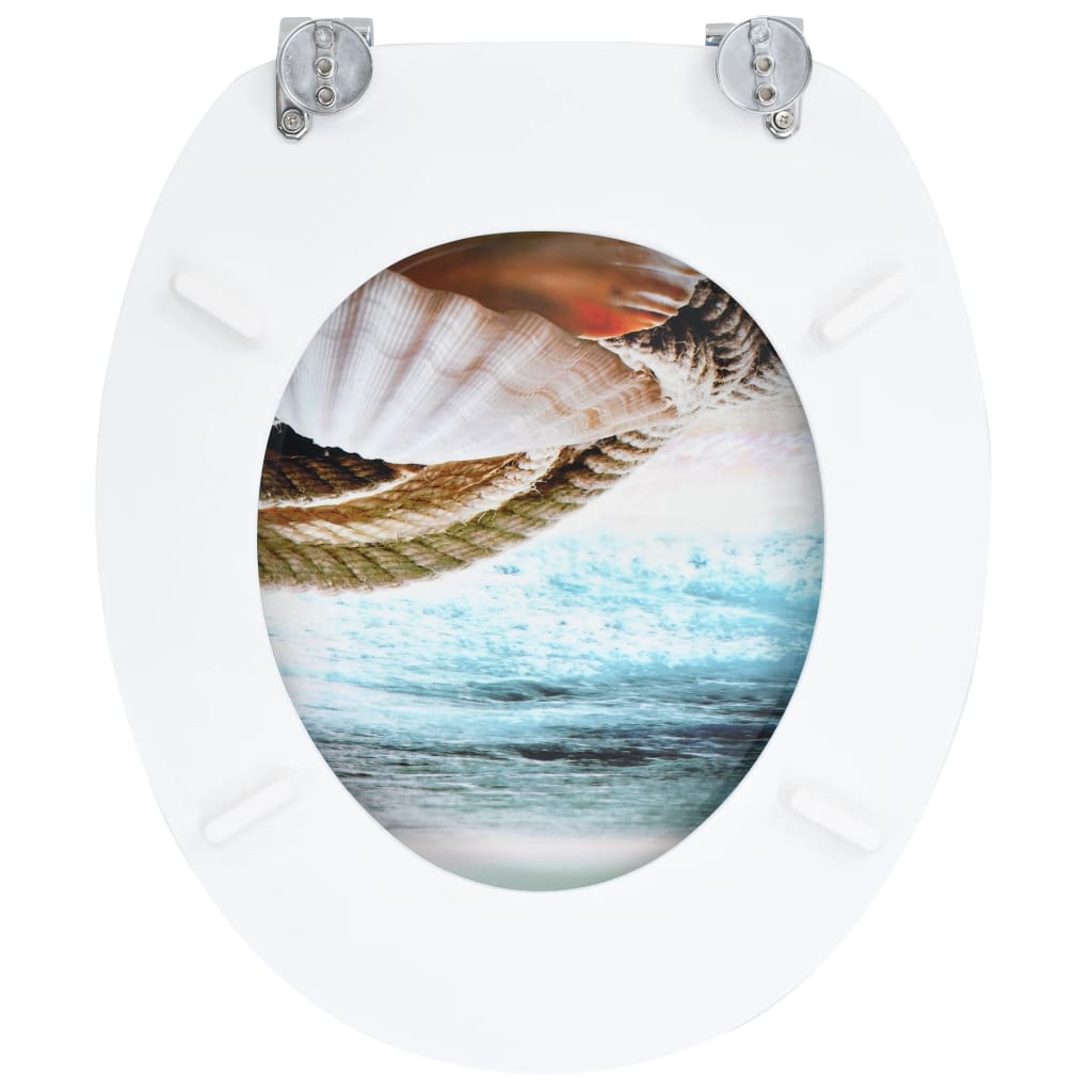 WC Toilet Seat with Lid MDF Muschel Design