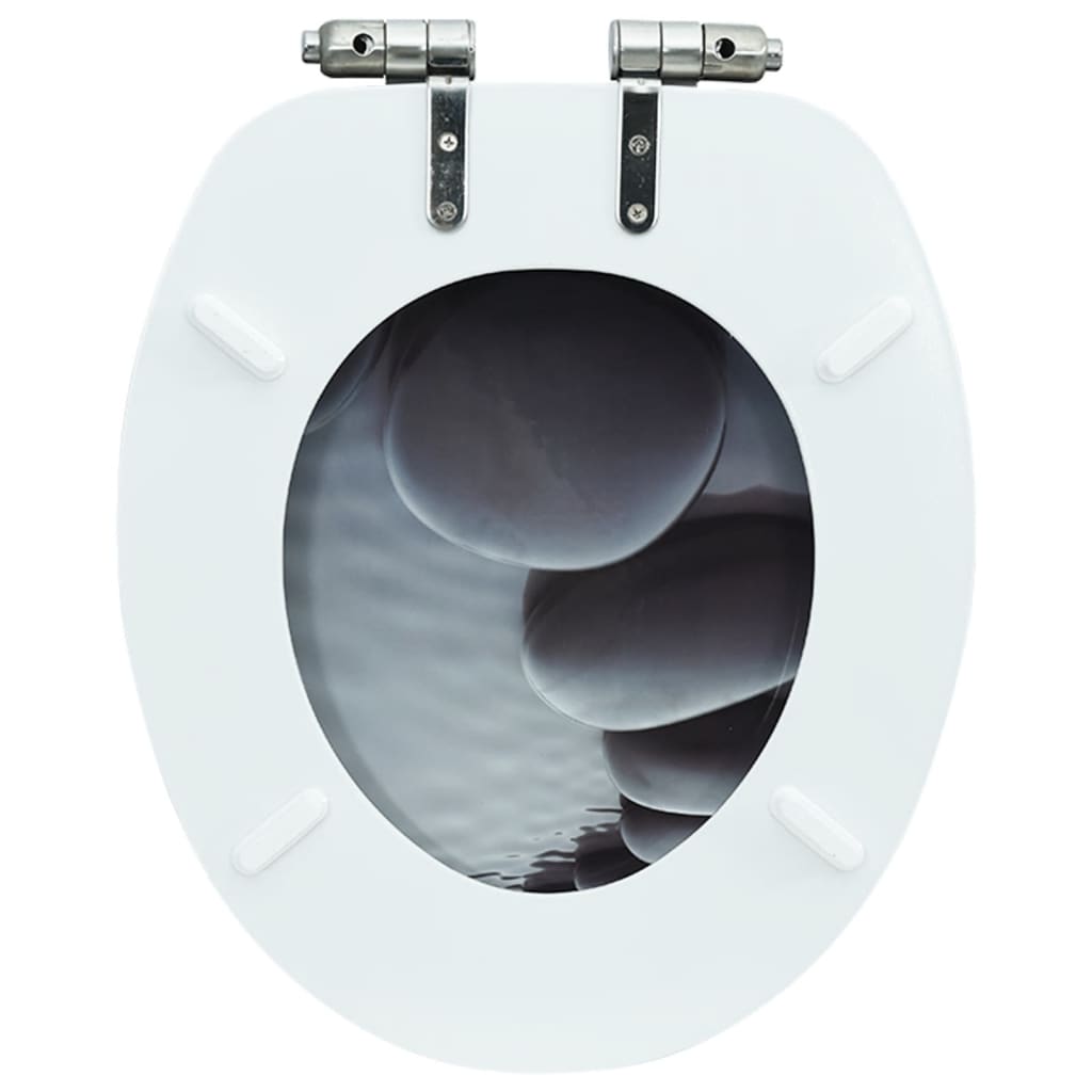 WC Toilet Seat with Soft Close Lid MDF Stones Design