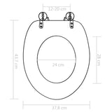 WC Toilet Seat with Soft Close Lid MDF Old Wood Design