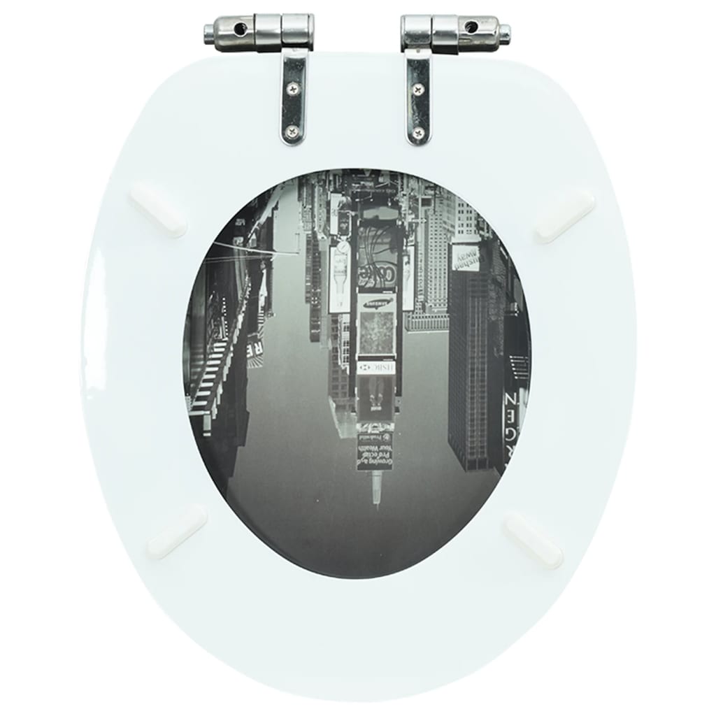 WC Toilet Seat with Soft Close Lid MDF New York Design