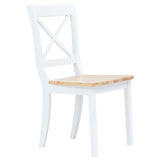 Dining Chairs 2 pcs White and Light Wood Solid Rubber Wood