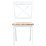 Dining Chairs 2 pcs White and Light Wood Solid Rubber Wood