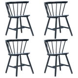 Dining Chairs 4 pcs Black Solid Rubber Wood