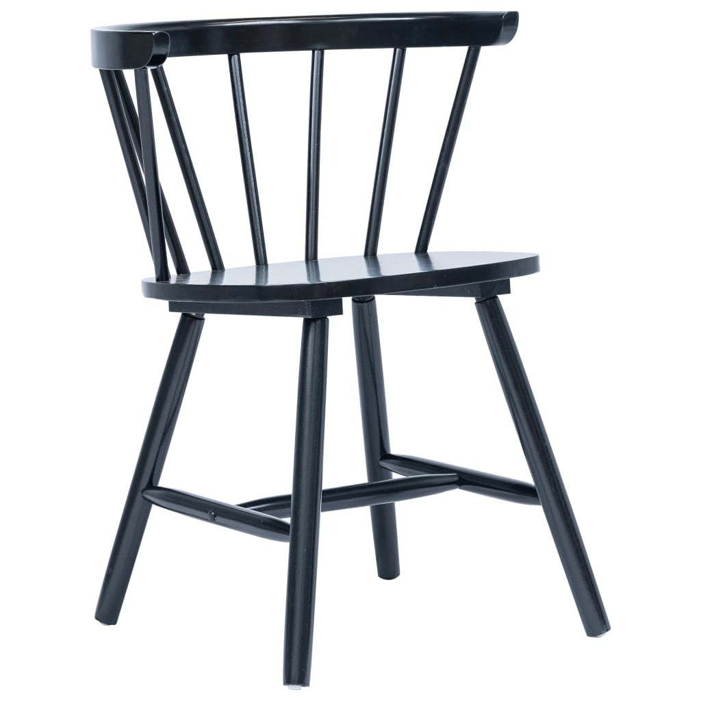 Dining Chairs 4 pcs Black Solid Rubber Wood