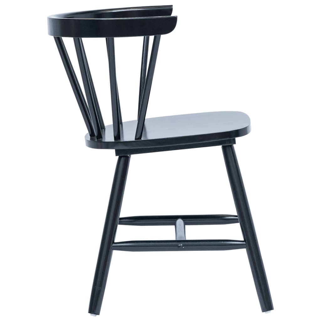 Dining Chairs 4 pcs Black Solid Rubber Wood