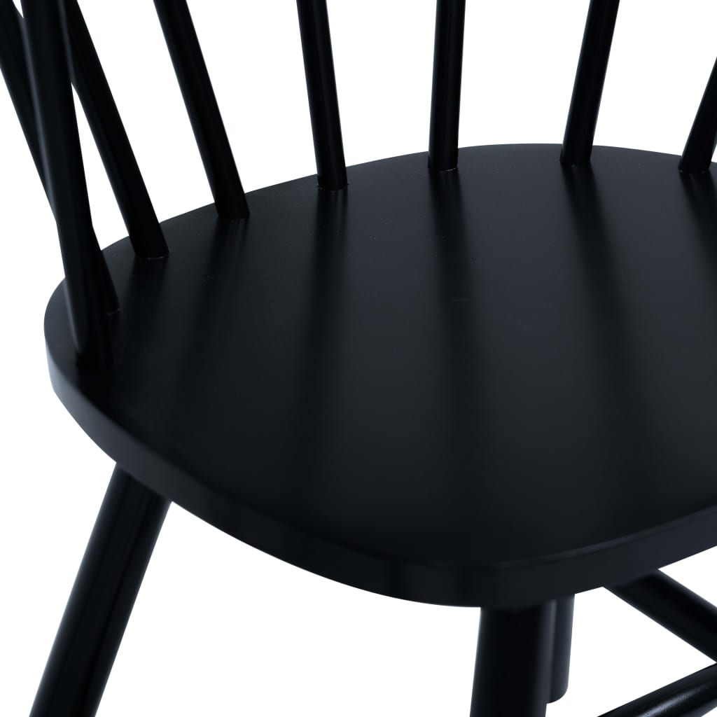 Dining Chairs 4 pcs Black Solid Rubber Wood