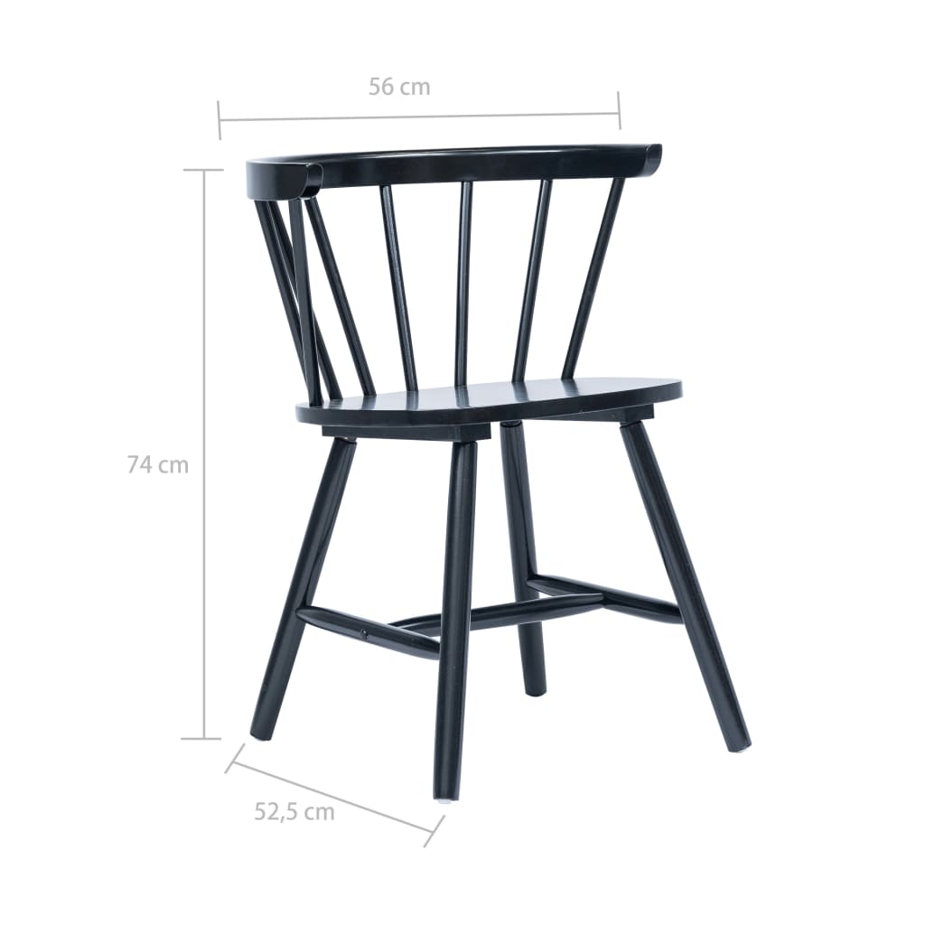 Dining Chairs 4 pcs Black Solid Rubber Wood