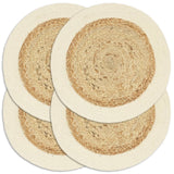 Placemats 4 pcs Plain Natural 38 cm Round Jute and Cotton