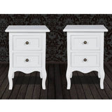 Nightstands 2 pcs with 2 Drawers MDF White