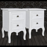 Nightstands 2 pcs with 2 Drawers MDF White