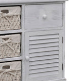 Wooden Cabinet 3 Left Weaving Baskets White