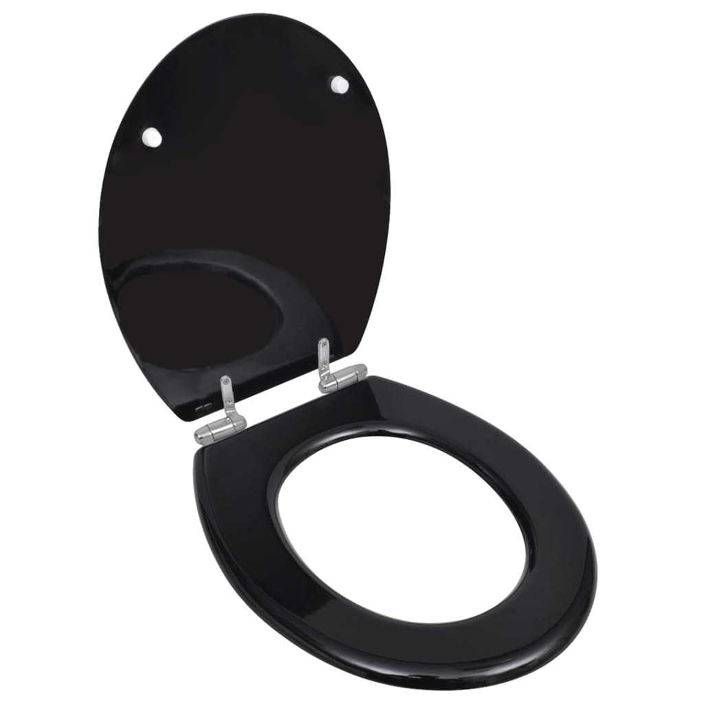 WC Toilet Seat MDF Soft Close Lid Simple Design Black