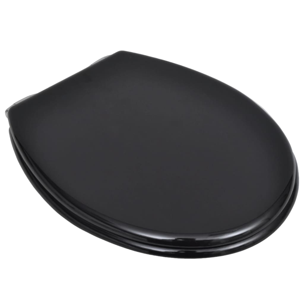 WC Toilet Seat MDF Soft Close Lid Simple Design Black