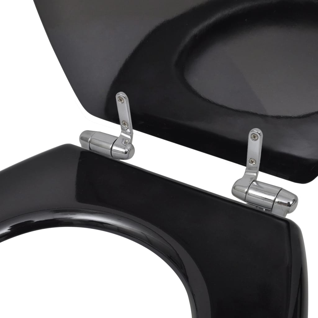 WC Toilet Seat MDF Soft Close Lid Simple Design Black