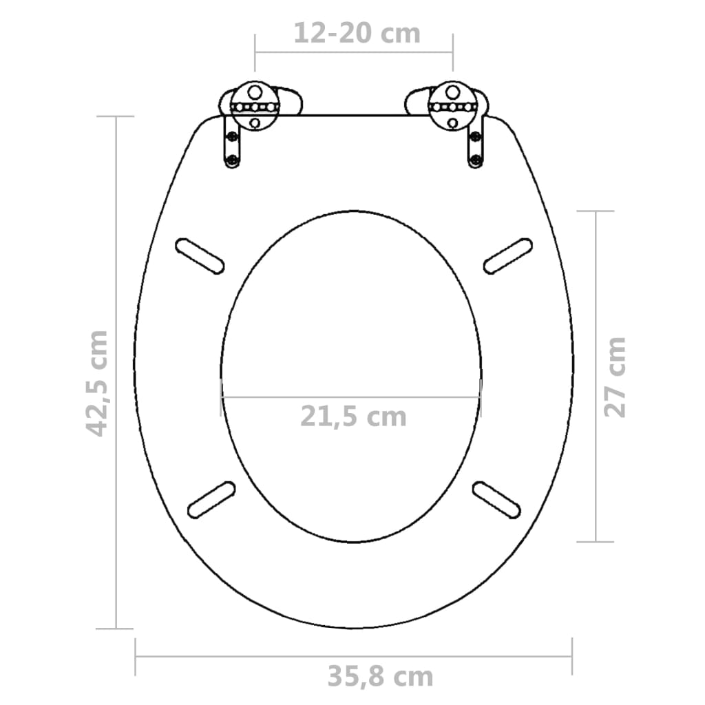 WC Toilet Seat MDF Soft Close Lid Simple Design Black