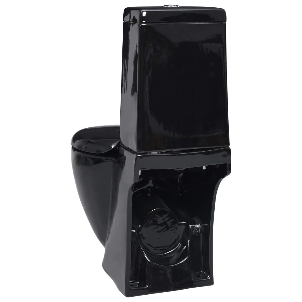 WC Ceramic Toilet Bathroom Round Toilet Bottom Water Flow Black