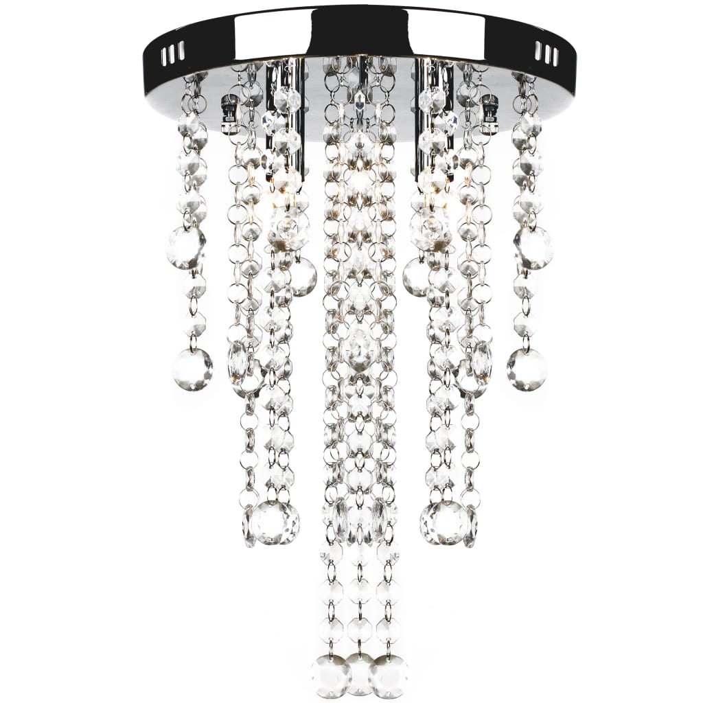 White Metal Ceiling Lamp with Crystal Beads