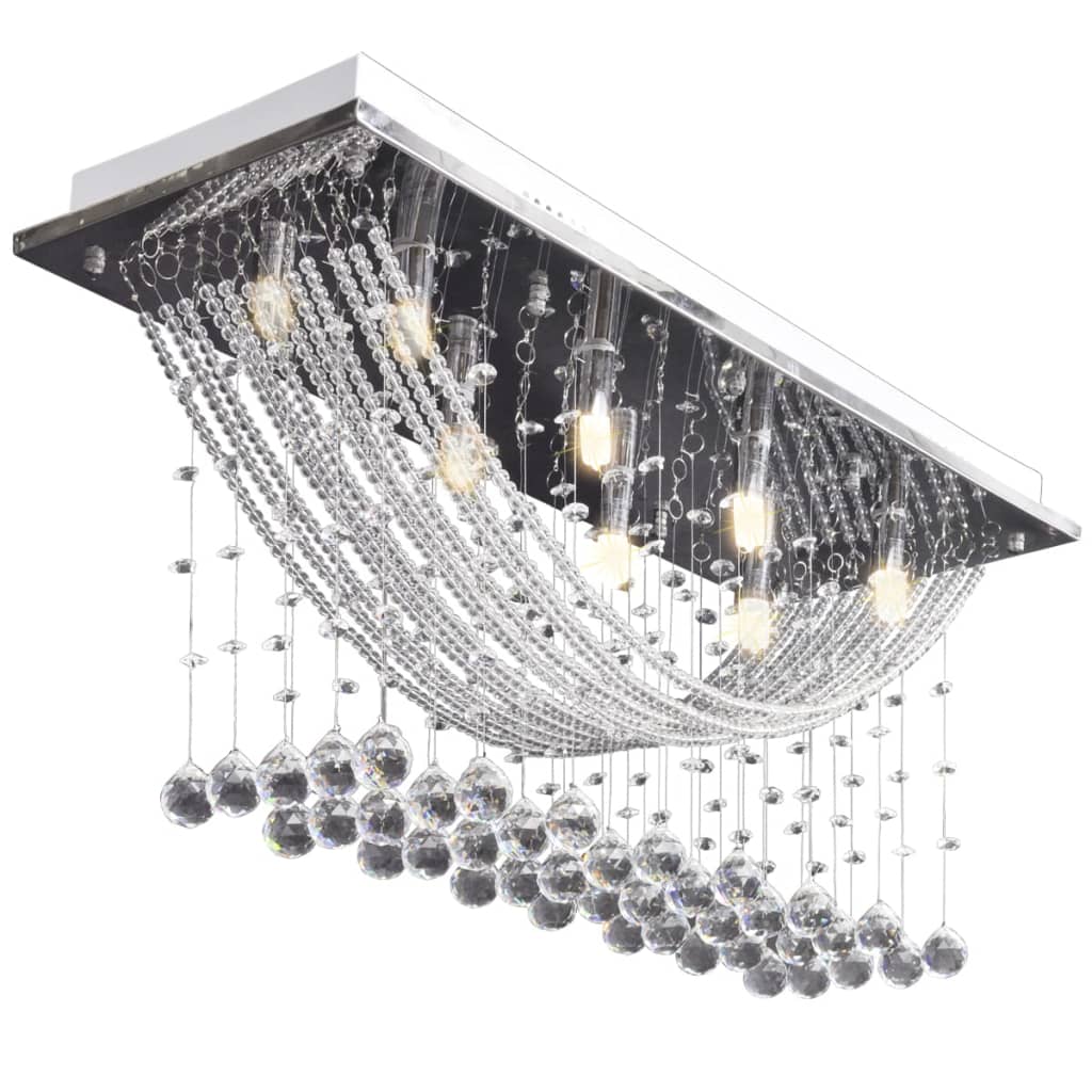 White Ceiling Lamp with Glittering Glass Crystal Beads 8 x G9 29 cm