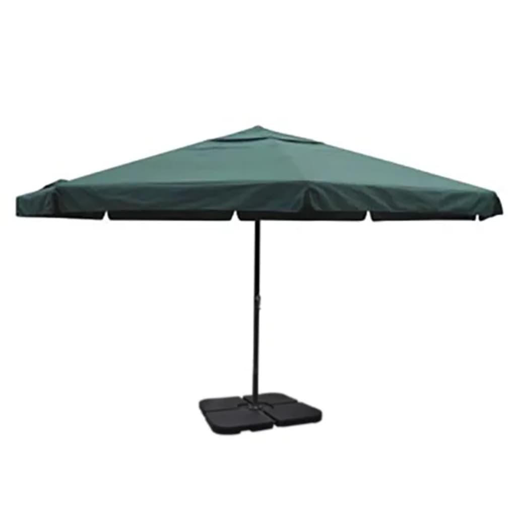 Aluminium Garden Parasol with Portable Base Green