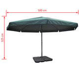 Aluminium Garden Parasol with Portable Base Green