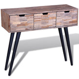 Console Table with 3 Drawers Reclaimed Teak Wood