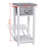 Nightstand with 1 Drawer Grey and White