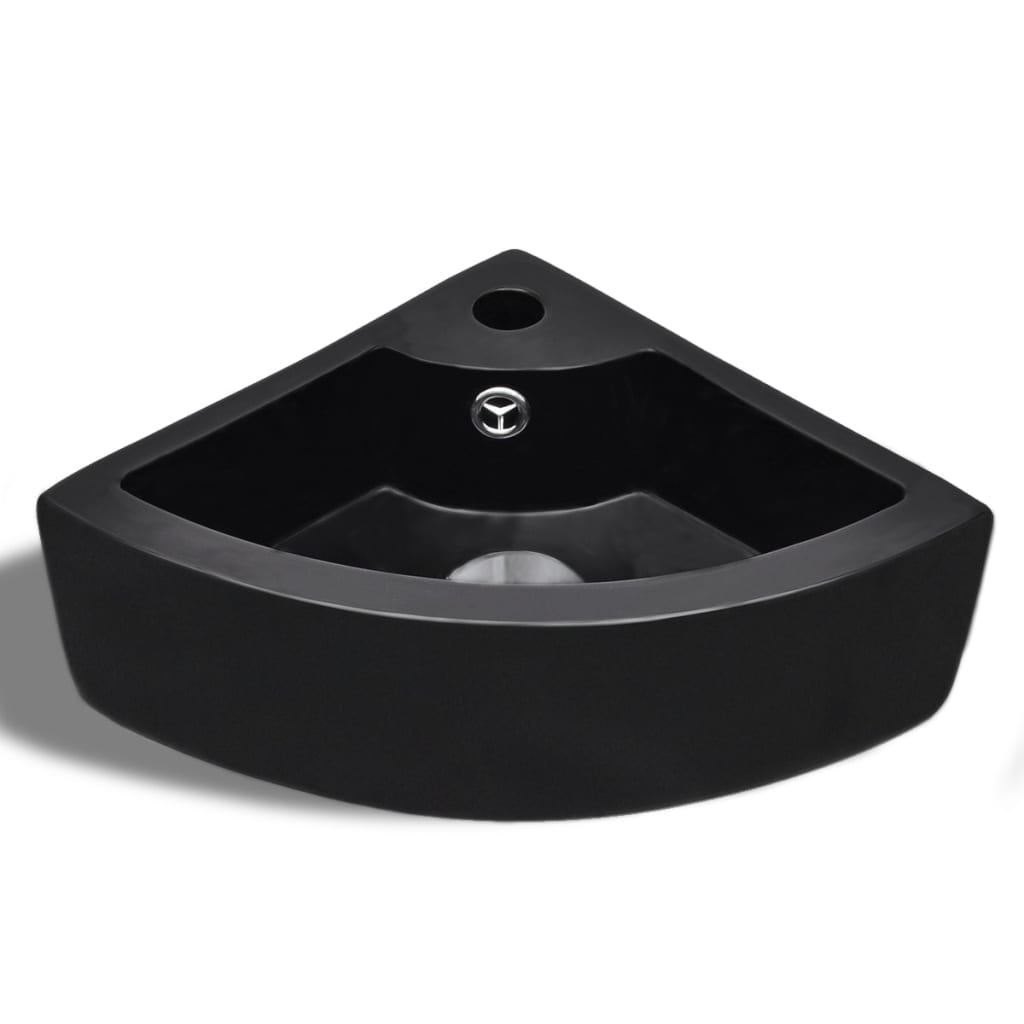 Wash Basin with Overflow 45x32x12.5 cm Black