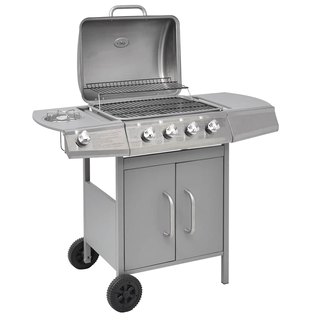 Gas Barbecue Grill 4+1 Cooking Zone Silver