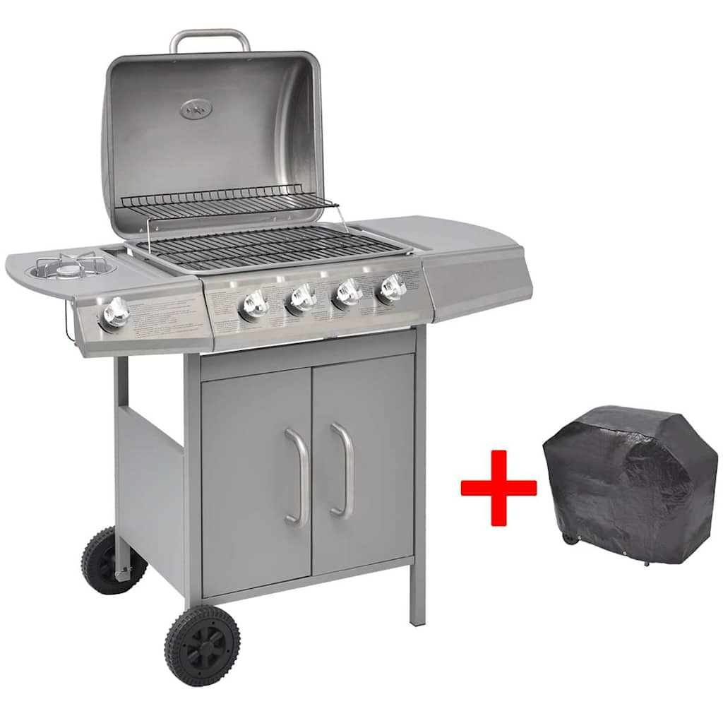 Gas Barbecue Grill 4+1 Cooking Zone Silver