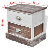 Bedside Cabinet Brown and White