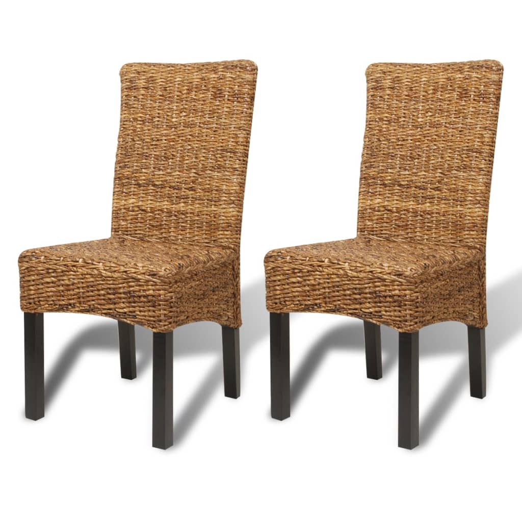 Dining Chairs 2 pcs Abaca and Solid Mango Wood