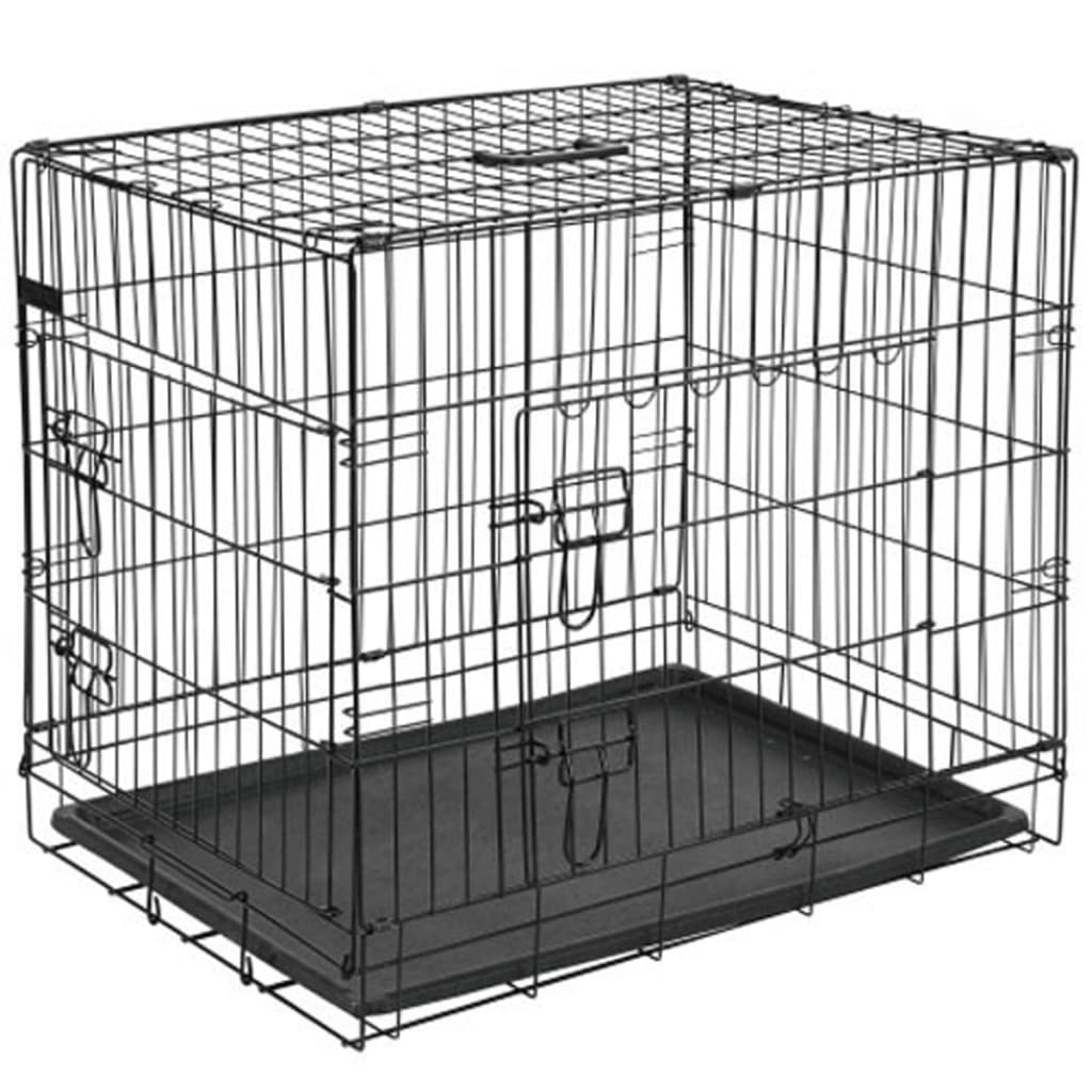 @Pet Dog Transport Crate Metal 77.5x48.5x55.5 cm Black 15002