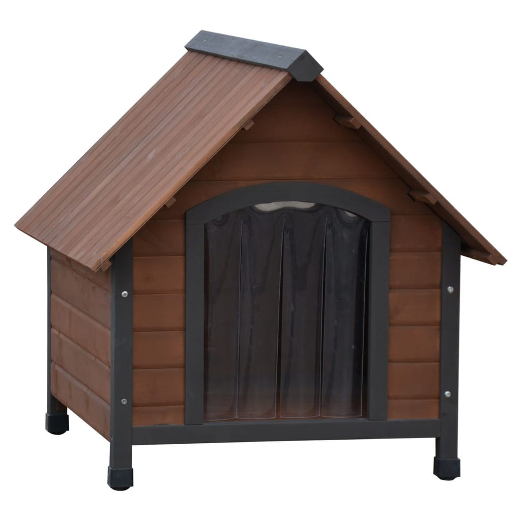 @Pet Dog House with Plastic Flaps Rustique Brown 88x78x80 cm