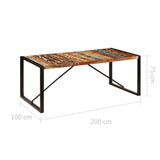 Dining Table 200x100x75 cm Solid Reclaimed Wood