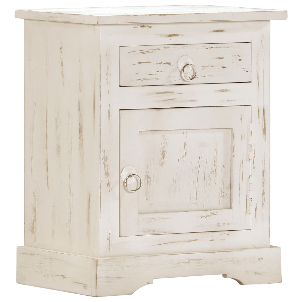 Bedside Cabinet White 40x30x50 cm Solid Mango Wood