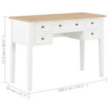 Writing Desk White 109.5x45x77.5 cm Wood