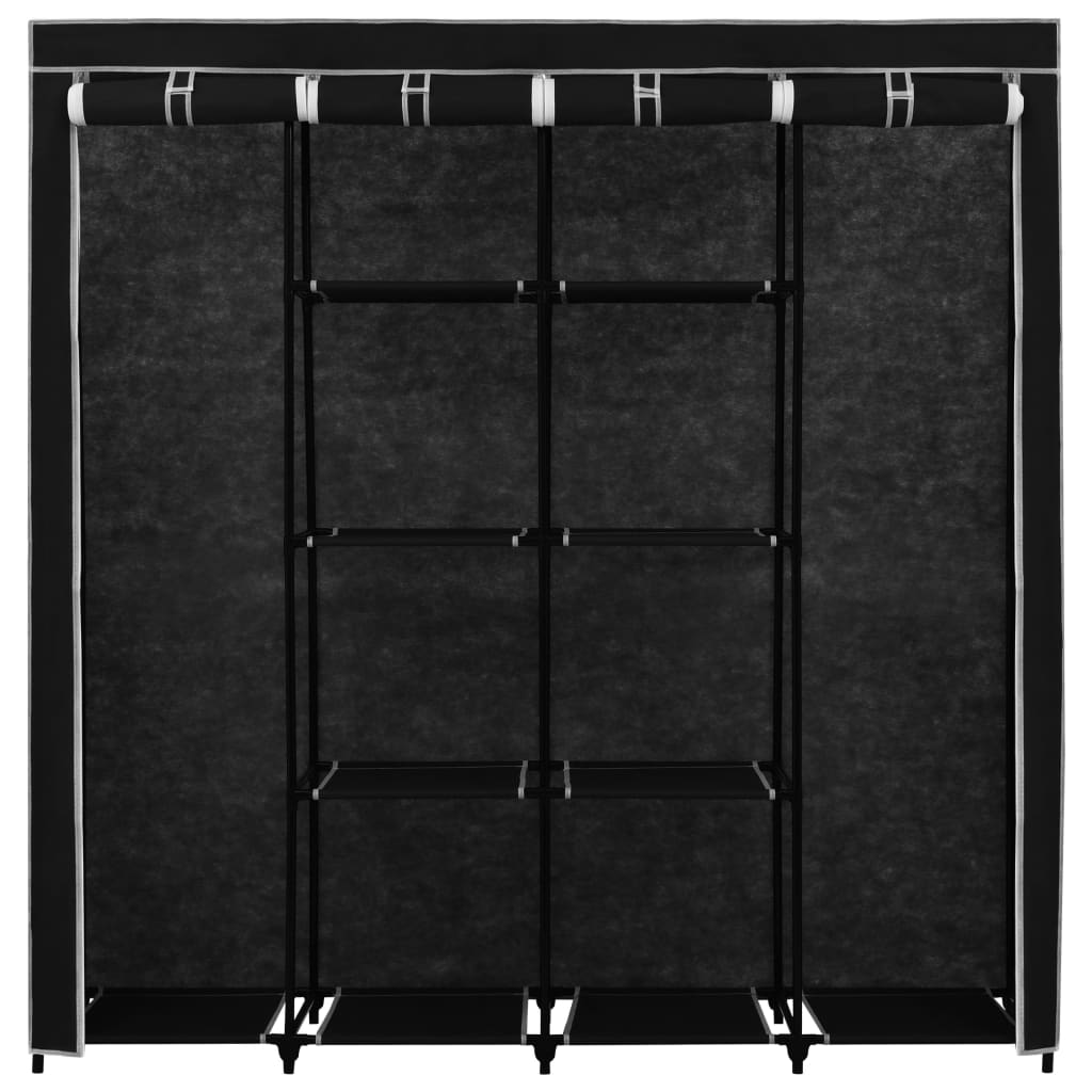 Wardrobe with 4 Compartments Black 175x45x170 cm