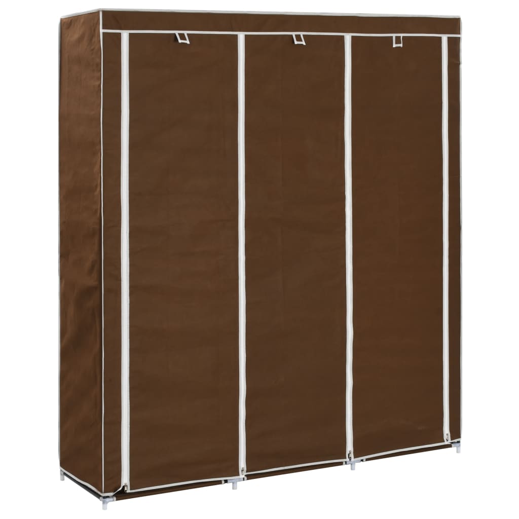 Wardrobe with Compartments and Rods Brown 150x45x175 cm Fabric